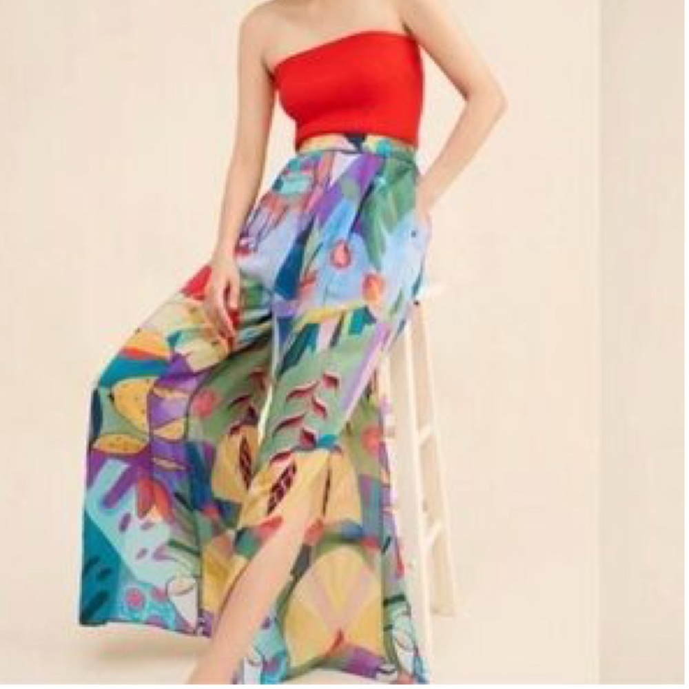 Farm Rio Tropical Wide Leg Palazzo Pants XL - Picture 5 of 12